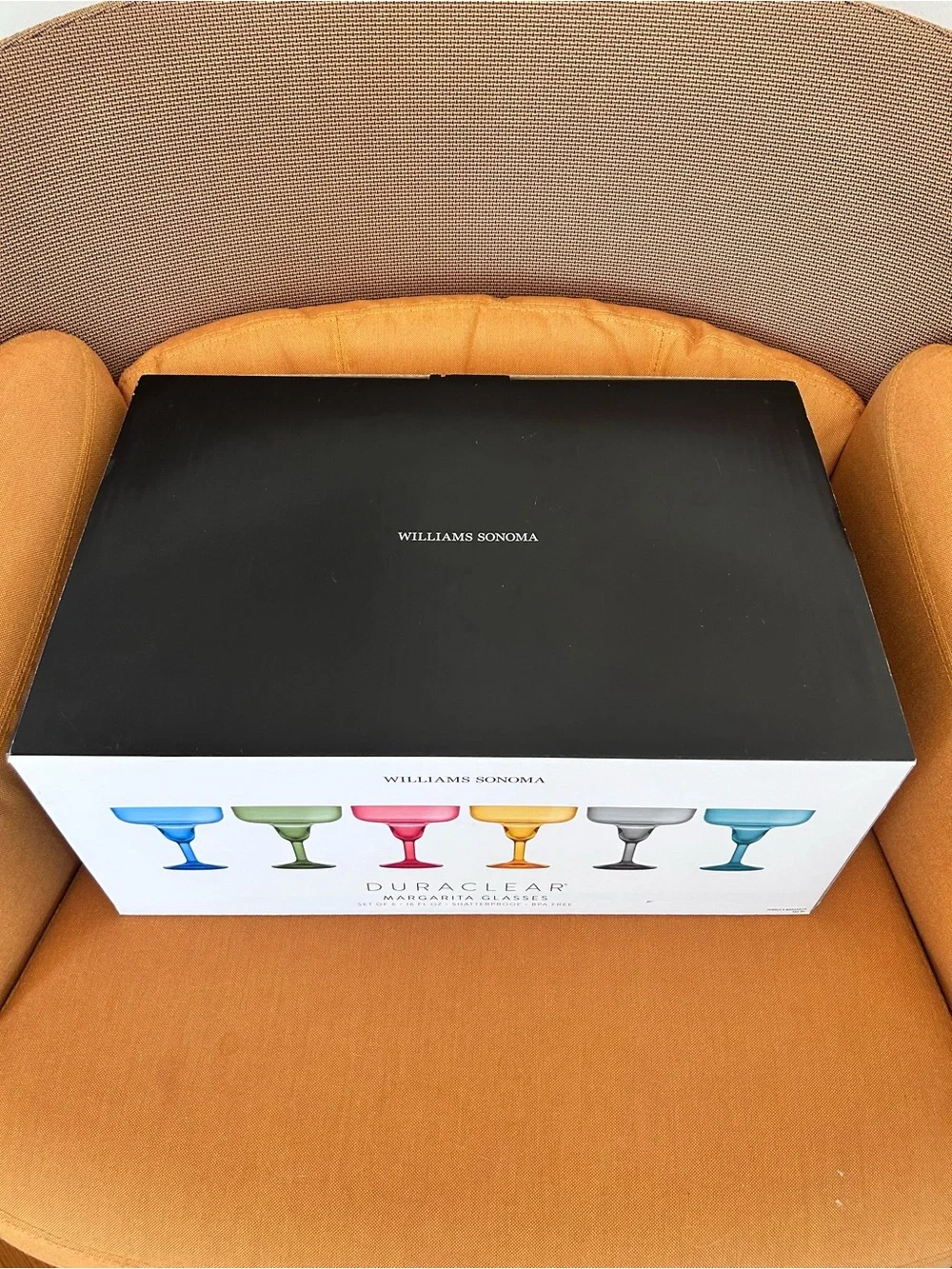 NWT Williams Sonoma Duraclear Colored Margarita Glasses